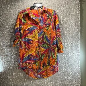 True Destinations Paisley Relaxed Cotton Button Down Collared Shirt Artsy Resort